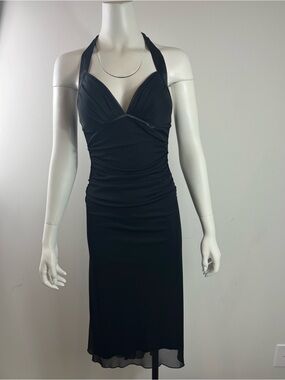 Ruby Rox Black One-Shoulder Halter Midi Dress